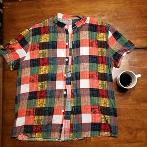 High quality checkered botton up for men or women silky flowy feel